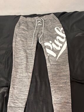 Victoria’s Secret PINK Joggers Gray Marled Logo Skinny Sweatpants XS